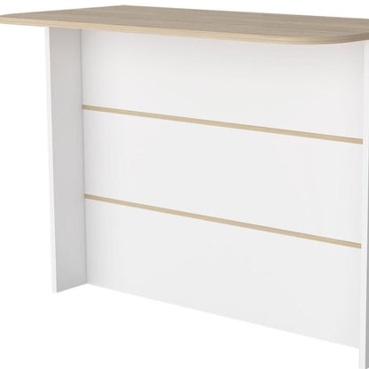 Isla de cocina blanca y natural de 47" con almacenamiento