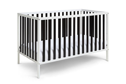 Cuna convertible tres en uno estándar de madera maciza y manufacturada en blanco y negro