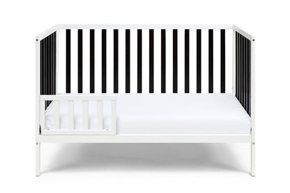 Cuna convertible tres en uno estándar de madera maciza y manufacturada en blanco y negro