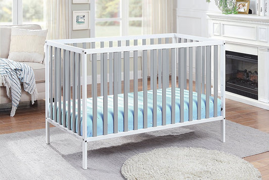 Cuna convertible tres en uno estándar de madera maciza y manufacturada en gris y blanco