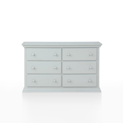 56" Gray Solid and Manufactured Wood Six Drawer Double Dresser