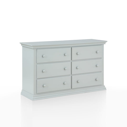 Cómoda doble de seis cajones de madera maciza y manufacturada de 56" en color gris