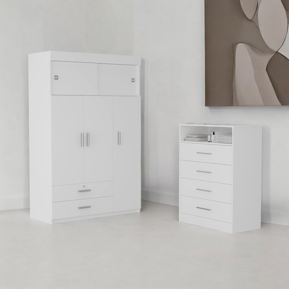 Cómoda blanca de cuatro cajones de 47"