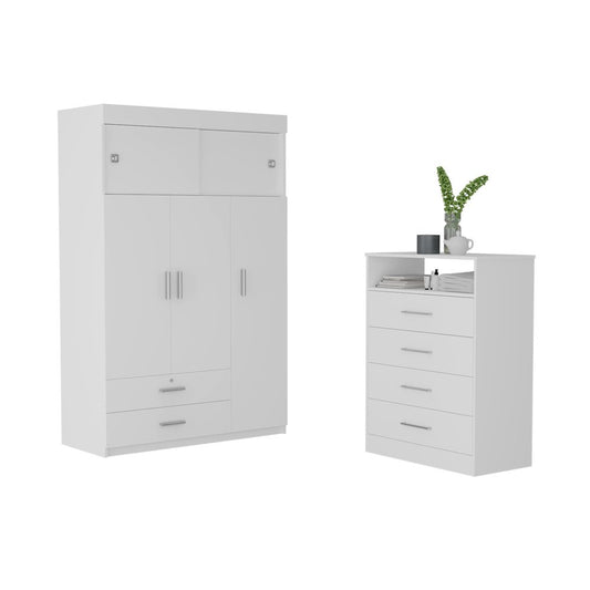 Cómoda blanca de cuatro cajones de 47"