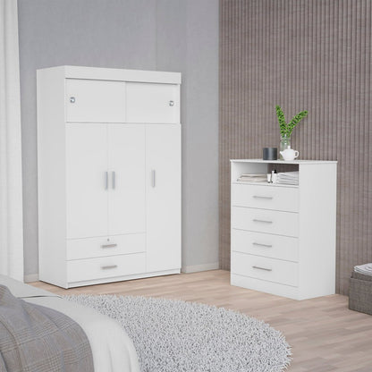 Cómoda blanca de cuatro cajones de 47"