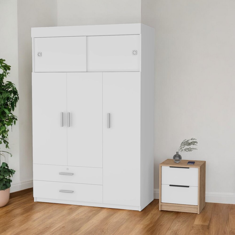 Cómoda blanca de cuatro cajones de 47"