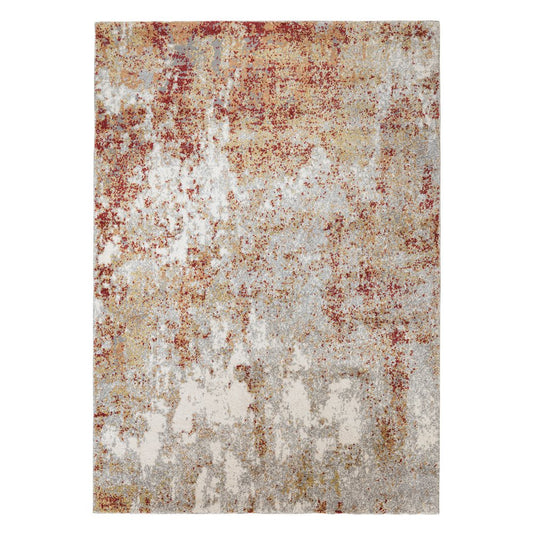 9' X 12' Ivory Red And Gray Abstract Area Rug
