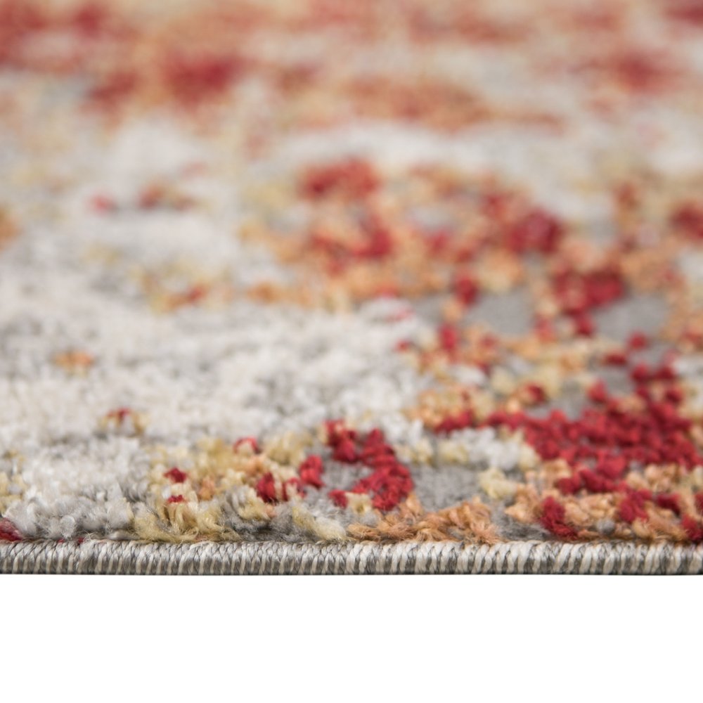 9' X 12' Ivory Red And Gray Abstract Area Rug