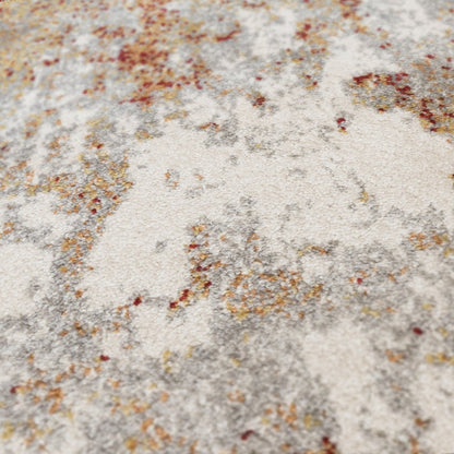9' X 12' Ivory Red And Gray Abstract Area Rug