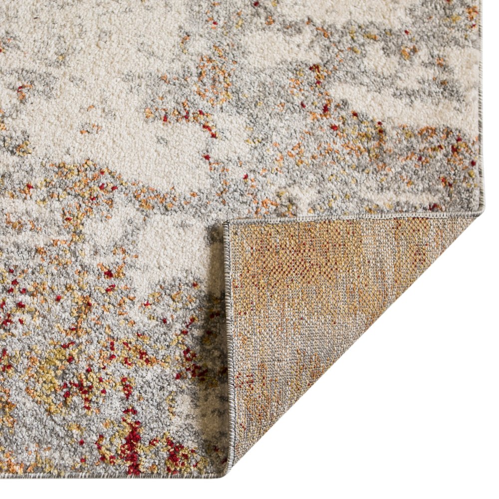 9' X 12' Ivory Red And Gray Abstract Area Rug