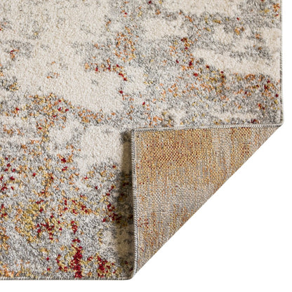 9' X 12' Ivory Red And Gray Abstract Area Rug