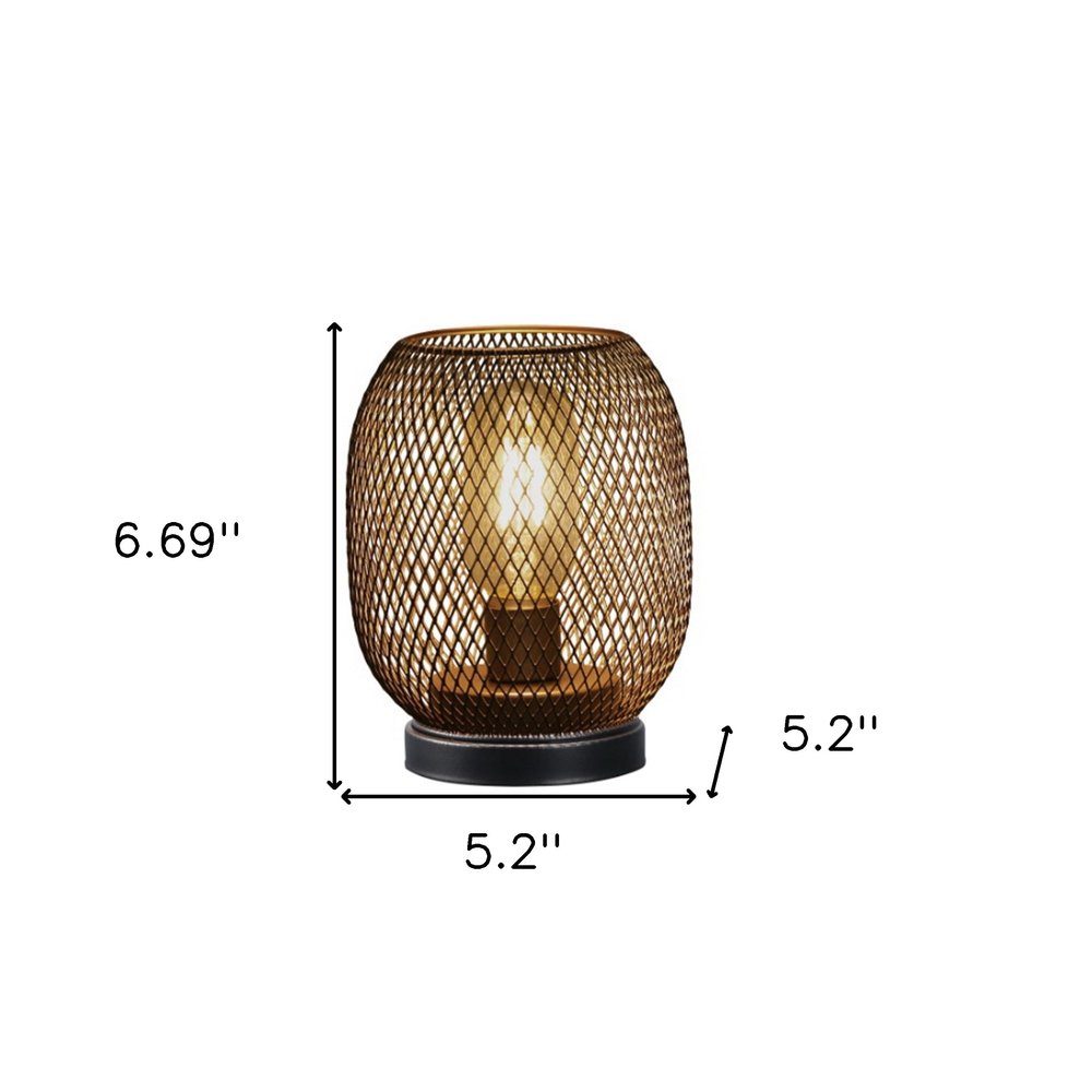 Set of Two 7" Black Metal Lantern Bedside Lamps With Black Lattice Cage Shade