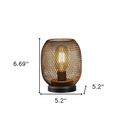 Set of Two 7" Black Metal Lantern Bedside Lamps With Black Lattice Cage Shade