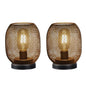 Set of Two 7" Black Metal Lantern Bedside Lamps With Black Lattice Cage Shade