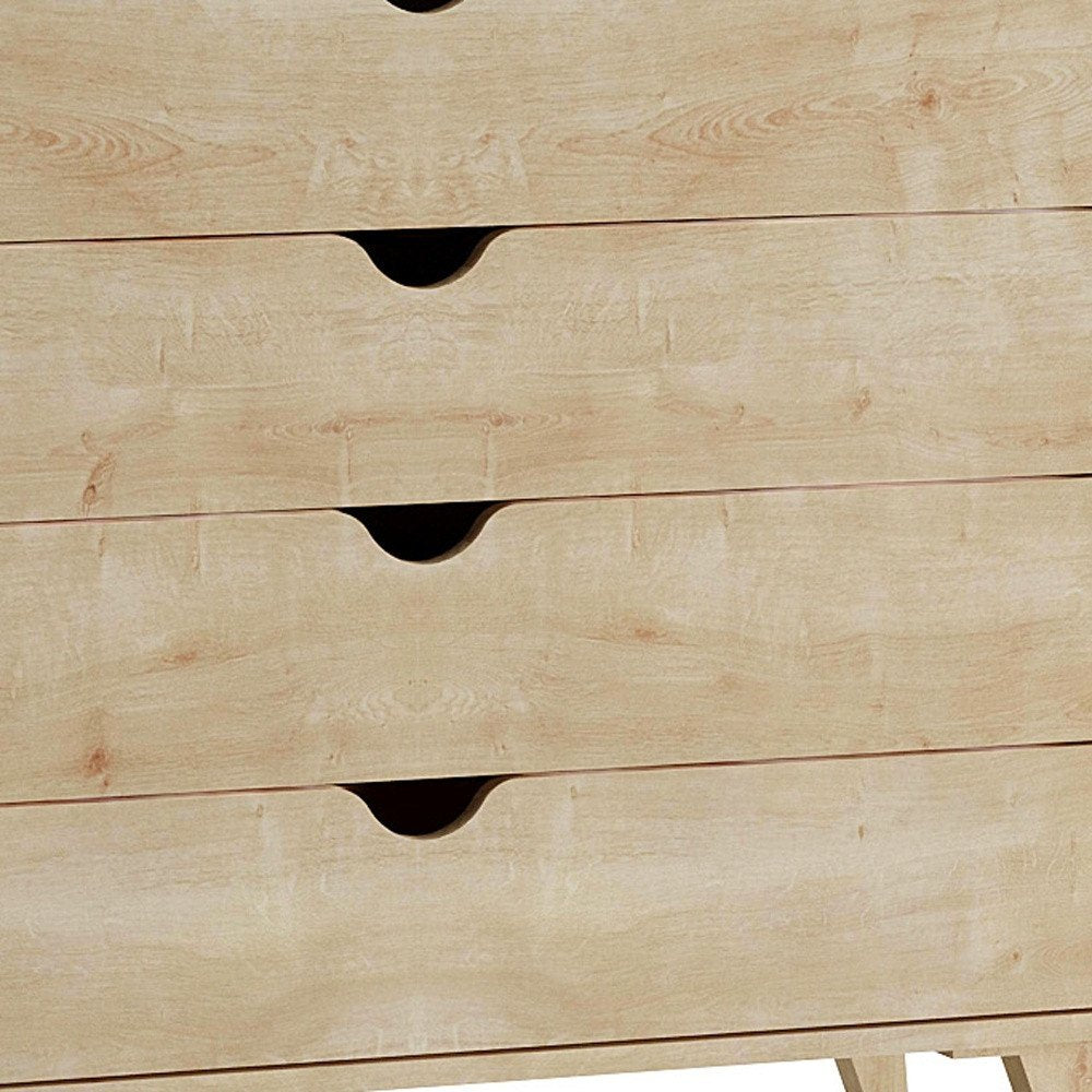 Cómoda de cinco cajones de madera natural de 36"