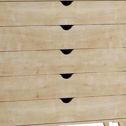 Cómoda de cinco cajones de madera natural de 36"