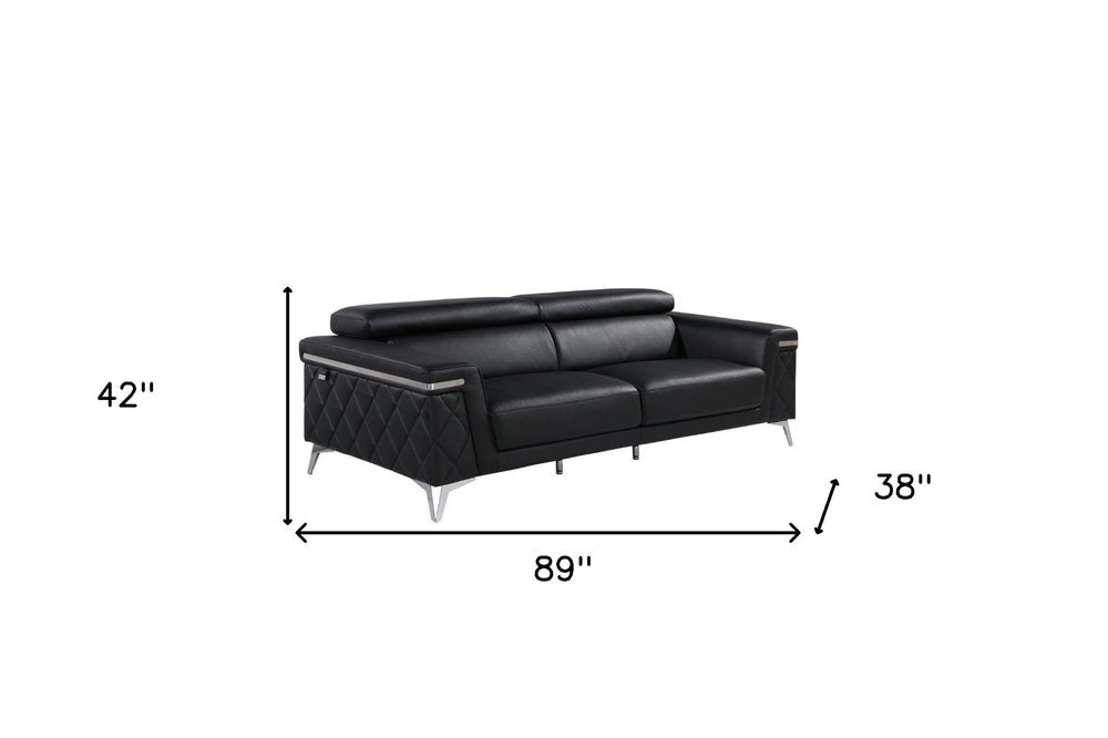 Conjunto de tres piezas de cuero italiano negro para cinco personas
