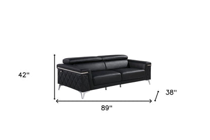 Conjunto de tres piezas de cuero italiano negro para cinco personas