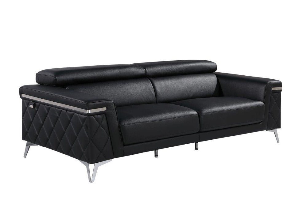 Conjunto de tres piezas de cuero italiano negro para cinco personas