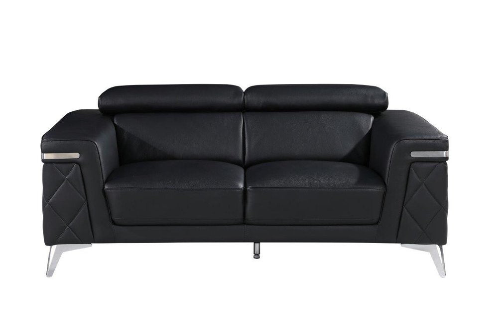 Conjunto de tres piezas de cuero italiano negro para cinco personas