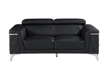 Conjunto de tres piezas de cuero italiano negro para cinco personas