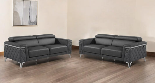 Conjunto de asientos de dos piezas en gris para cuatro personas