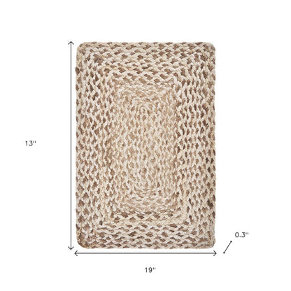 19" Set of Four Ivory And Natural Jute Placemats