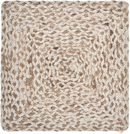 15" Set of Four Ivory And Natural Jute Square Placemats