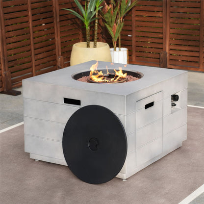 50000 BTU 35" Gray Aluminum Natural Gas Square Fire Pit Table With Cover