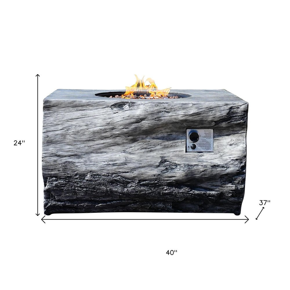 50000 BTU 40" Gray Aluminum Natural Gas Rectangular Fire Pit With Cover