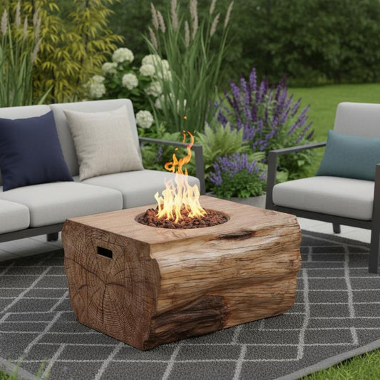 50000 BTU 40" Brown Aluminum Natural Gas Rectangular Fire Pit With Cover