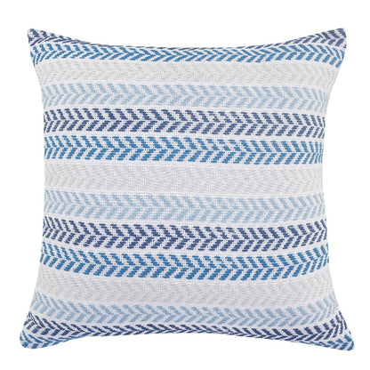 Set of Two 18" X 18" Blue Beach Chevron Cotton Zippered Pillow
