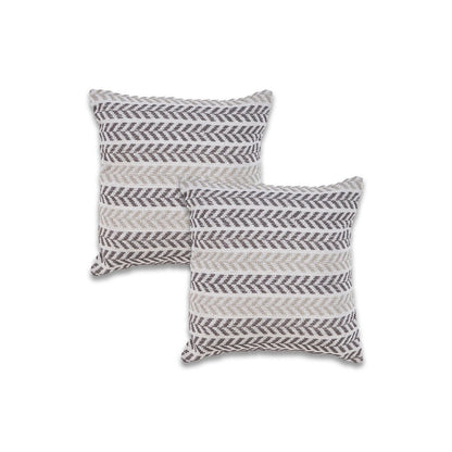 Set of Two 18" X 18" Blue Beach Chevron Cotton Zippered Pillow