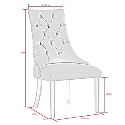 Set of Two Tufted Black and Clear Upholstered Velvet Dining Side Chairs