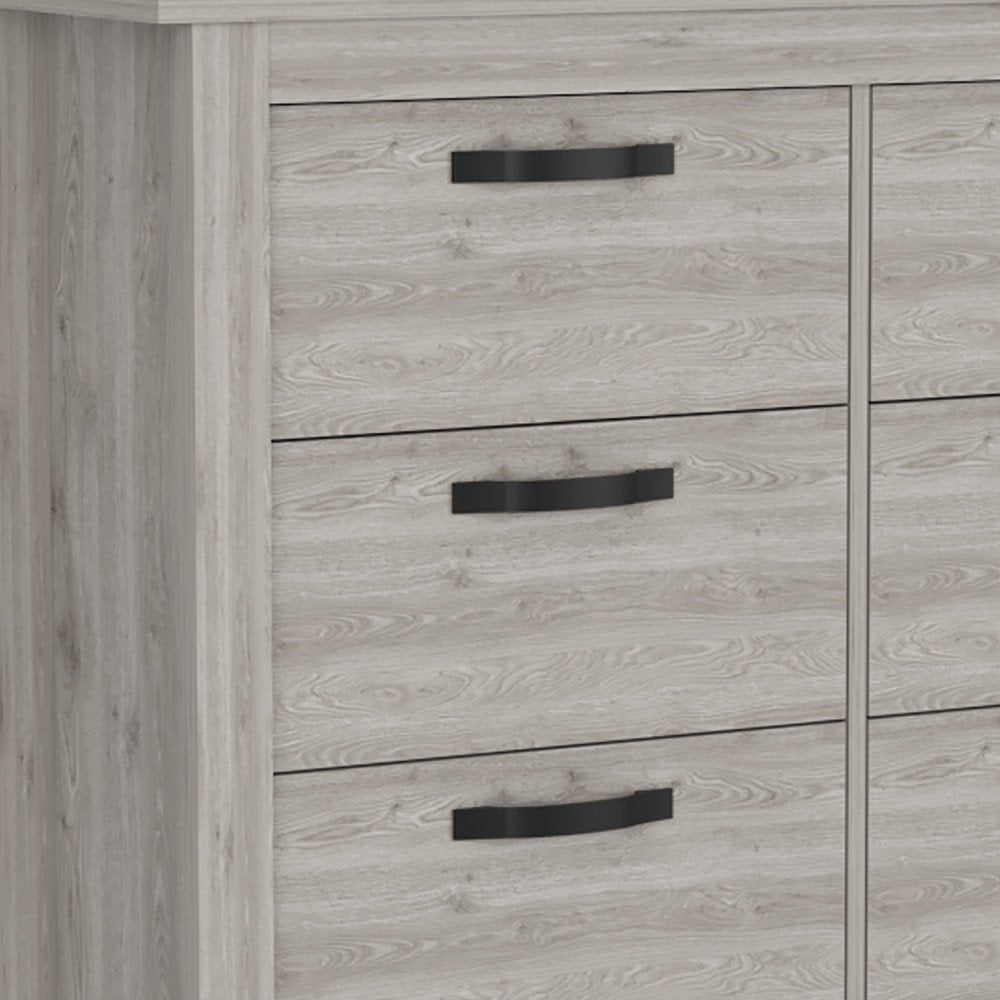 Cómoda doble de seis cajones gris claro de 47"