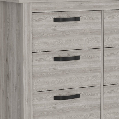 Cómoda doble de seis cajones gris claro de 47"