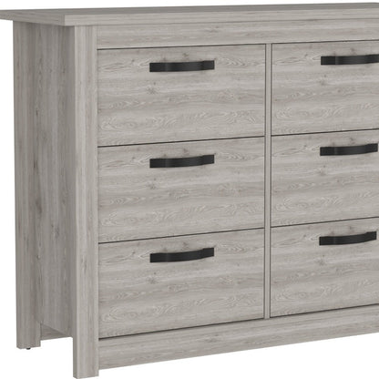 Cómoda doble de seis cajones gris claro de 47"