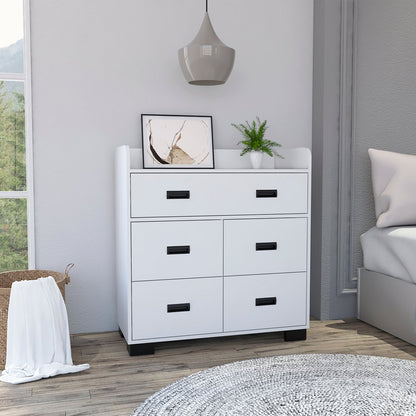 34" Dark Brown Five Drawer Dresser