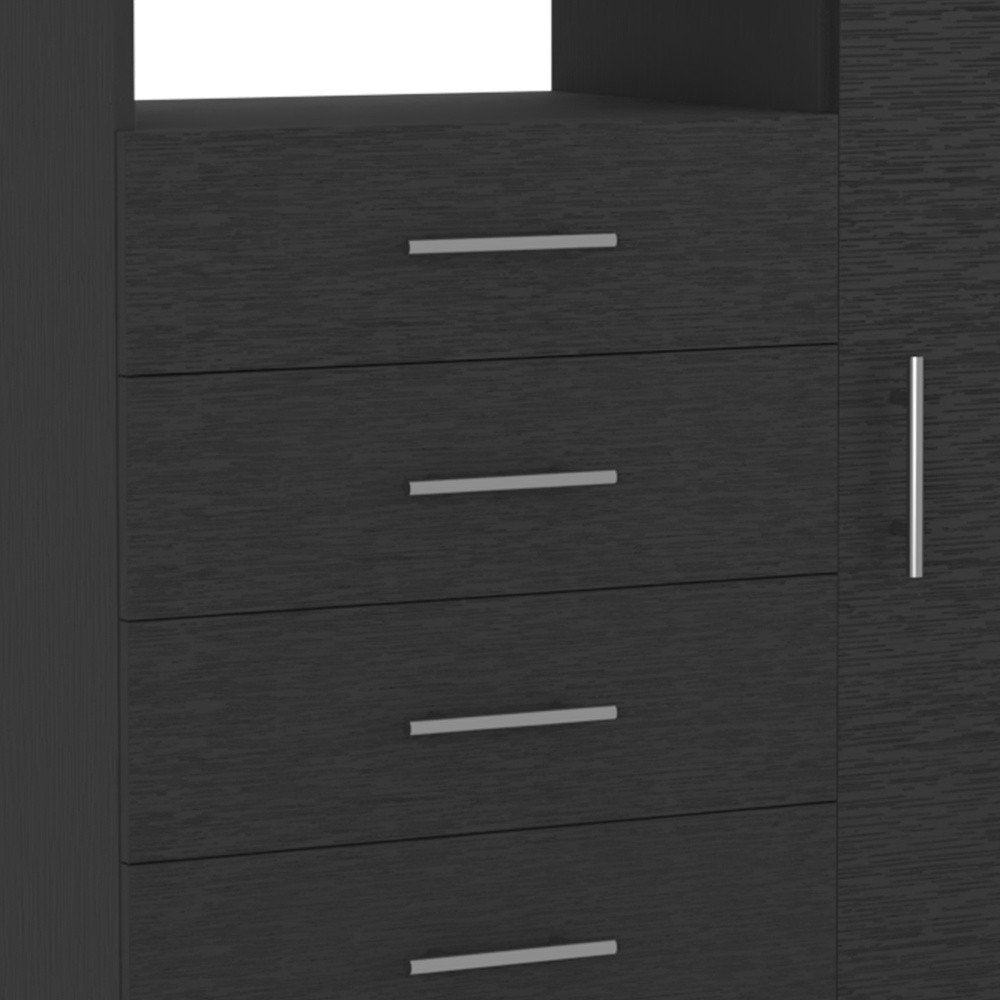 Cómoda combinada de cuatro cajones negra de 36"
