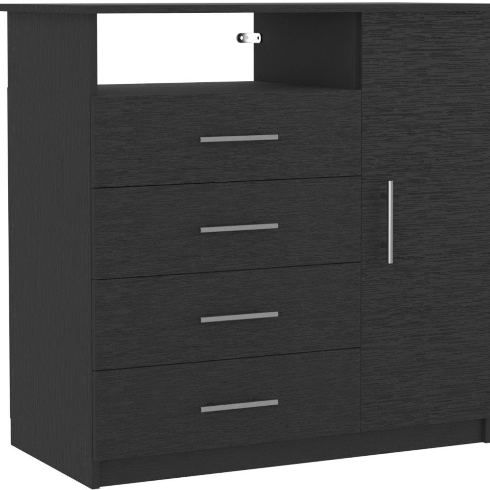 Cómoda combinada de cuatro cajones negra de 36"