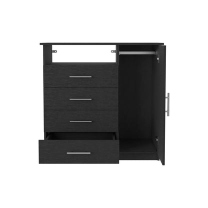 Cómoda combinada de cuatro cajones negra de 36"