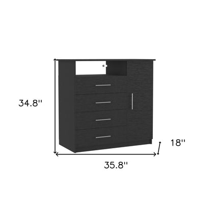 Cómoda combinada de cuatro cajones negra de 36"