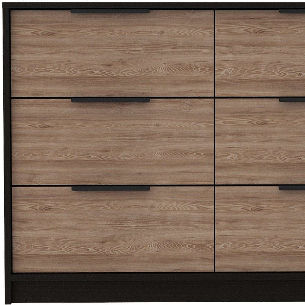 Cómoda doble de seis cajones de 42" en marrón y negro