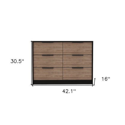 Cómoda doble de seis cajones de 42" en marrón y negro