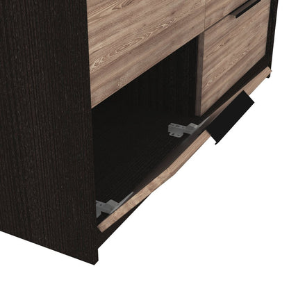Cómoda doble de seis cajones de 42" en marrón y negro