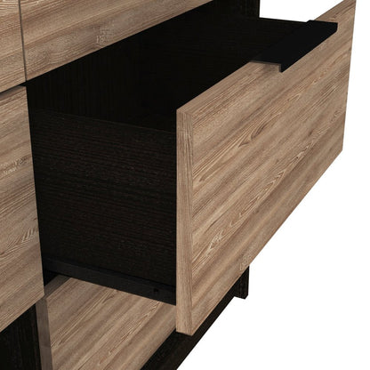 Cómoda doble de seis cajones de 42" en marrón y negro