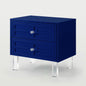 24" Navy Blue And Clear Wood And Acrylic End Table With Two Drawers
