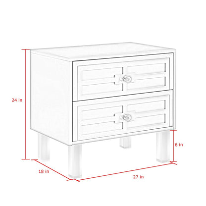 24" Navy Blue And Clear Wood And Acrylic End Table With Two Drawers