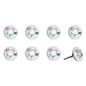 Set of Eight Light Pink And White Ceramic And Metal Floral Drawer Pull Knobs