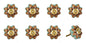 Set of Eight Blue And Red Ceramic And Metal Drawer Pull Knobs